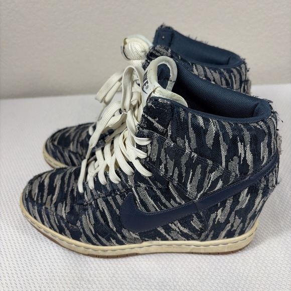 Nike Sky Dunk Hi Armory Navy Blue Womes Hidden Wedge Heel Shoes 585560 Size 8 - Picture 4 of 8